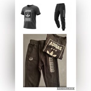 Adidas Kids Black Sweatpants & Shirt with Logo